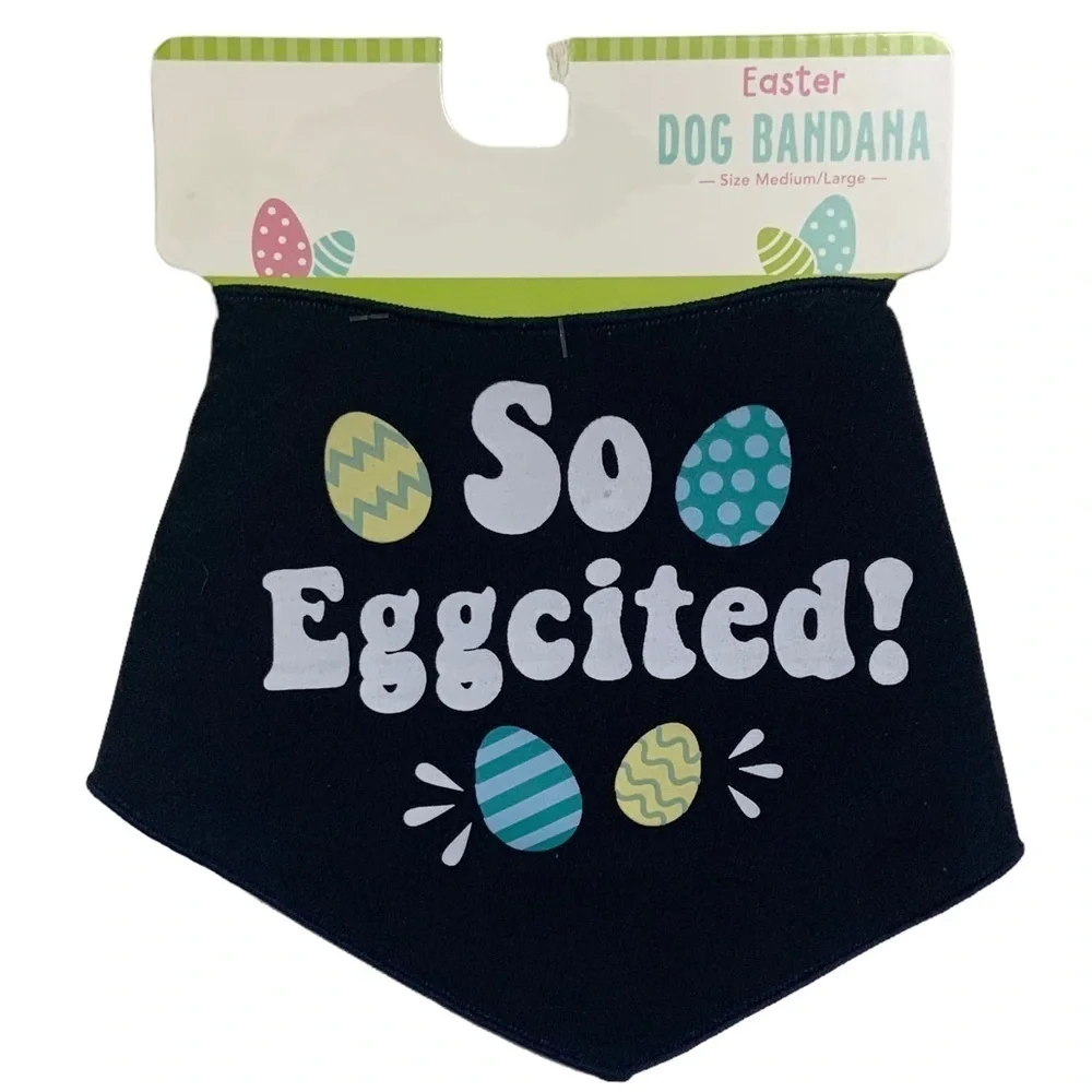 Easter Dog Bandanna Adjustable Tie On Dog Accessory Blue Multicolor Med/Large